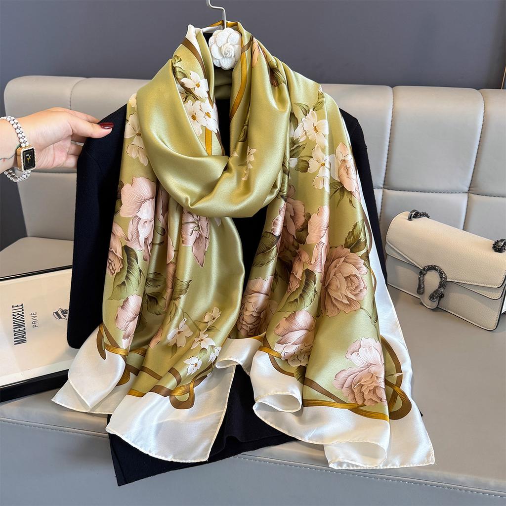 Women 180*90cm Fashion Beautiful Soft Silk Scarves Female Lady Shawl Hijab Wrap Foulard Bandanna Muffler Beach Pareo