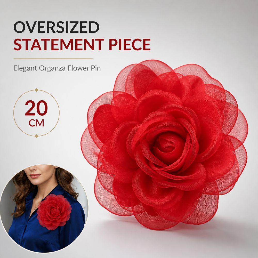 Broche Fleur en Organza Épingle à Cheveux Fleur Surdimensionnée Nouvelle Boucle pour Foulard Accessoires Vestimentaires