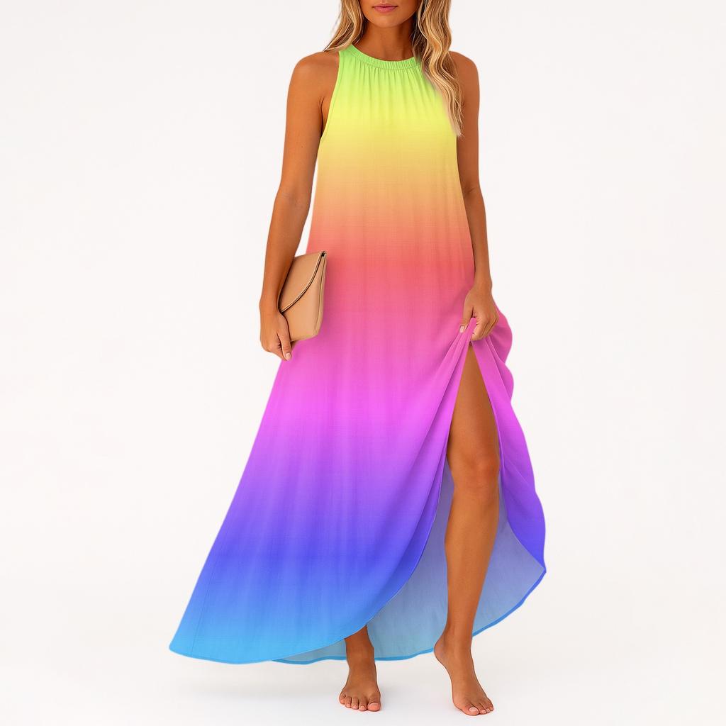 Women's Casual And Fashionable Round-neck Sleeveless Mid Length Dress