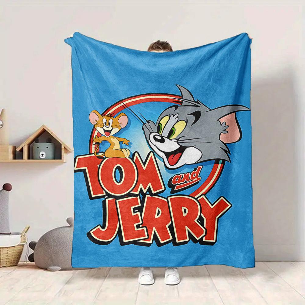 1pc Tom Jerry Flannel Throw Blanket Lightweight Soft Warm All Season Blanket for Sofa, Bed, Travel,L1028109