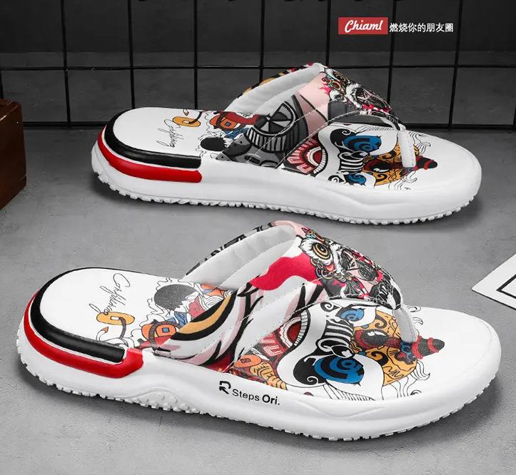 

Guofeng Year of the Dragon slippers men s summer wear non-slip and wear-resistant flip-flops men s foot-pinching beach sandals 38