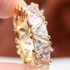 Luxury Gold Color Ring for Women Rectangle Cut Zircon Wedding Banquet Anniversary Fashion Jewelry Gift