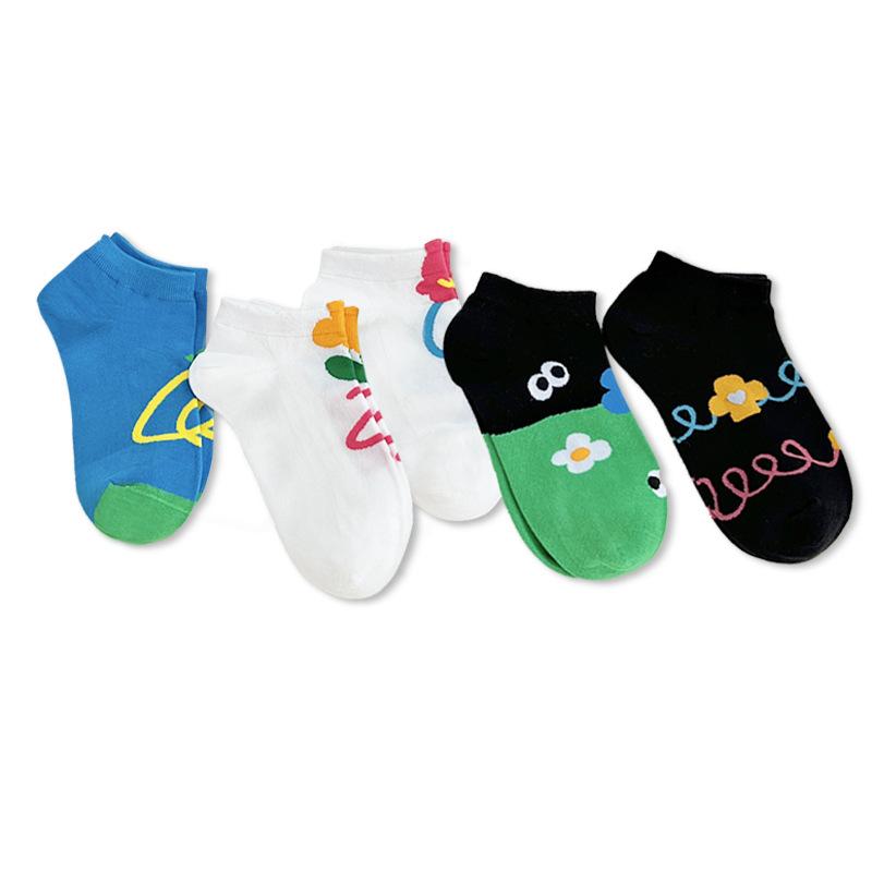 5 Pairs of Women's Summer Thin New Non Slip with Shallow Mouth Boat Socks
