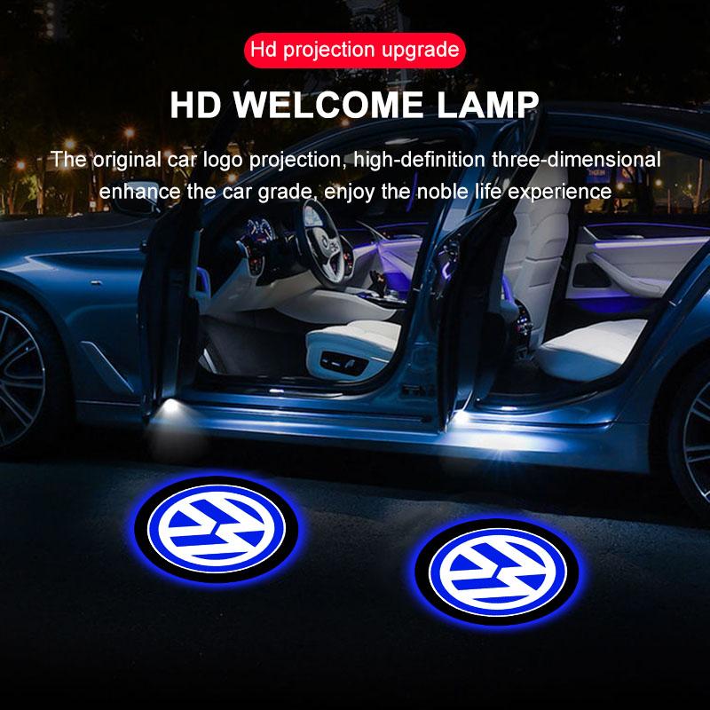 Efg1 For VW Golf Amarok T5 Phaeton Teramont Tiguan T-Cross Passat Magotan 2Pcs Car Door Welcome Light HD LED Projector Welcome Light