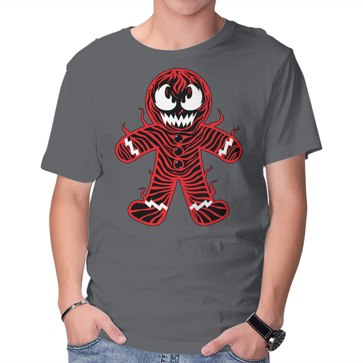 Unisex Crew Neck T-Shirt Gingerbread Symbiote Graphic Short Sleeve Casual Tee M