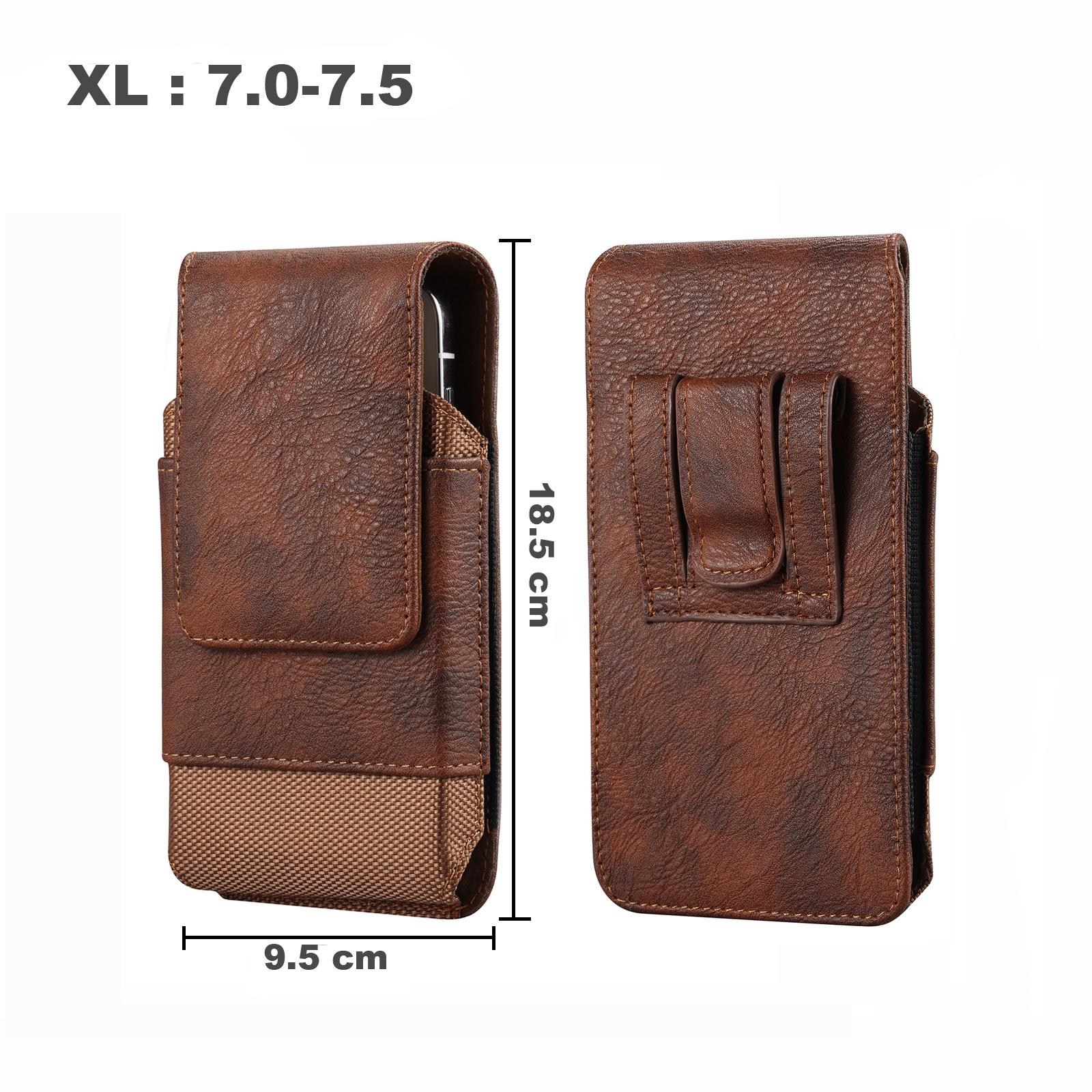

Universal Leather Men Waist Bag Mobile Phone Belt Clip Case For iPhone Samsung Galaxy Xiaomi Redmi Poco Oppo 7 Pro Holster Pouch XL（18.5*8cm） коричневый