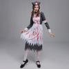 Elegantes Zombie-Krankenschwester-Kostüm aus Polyester für Damen mit Kleid und Hut für Halloween-Spaß