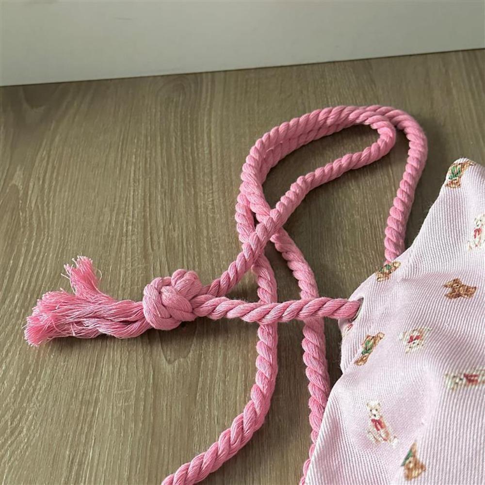 New Cute Print Little Bear Backpack Solid Color Drawstring Backpack Storage Bag