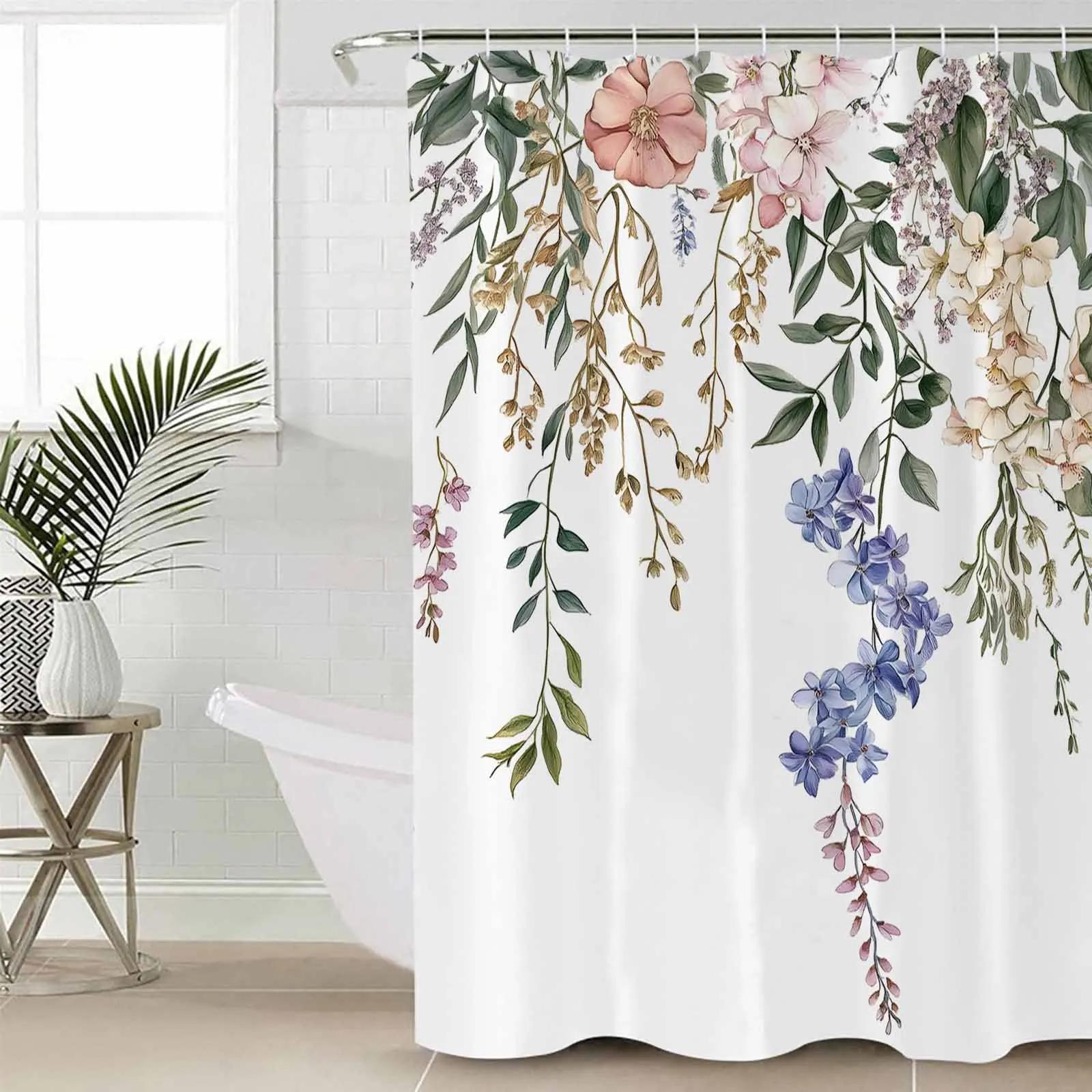 

Vintage Flower Branch Scenery Shower Curtains Waterproof Bath Curtains Home Decor Modern Luxury Bathroom Curtain W60H190(CM)-1 Pcs