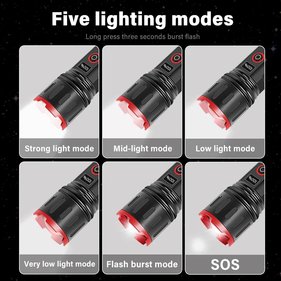 26650 Battery Long Endurance High Power LED Flashlight Long Range Strong Light Flashlight Tactical Torch Outdoor Camping Lantern