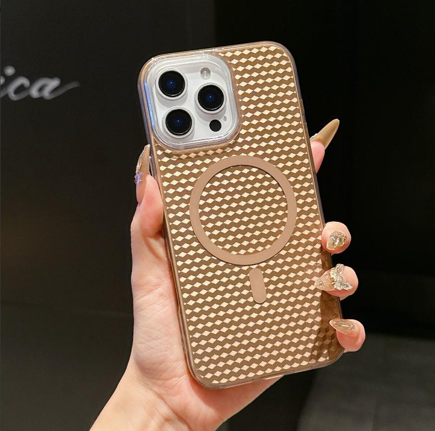 Kompatibel mit Apple 16 Pro Max & 15 Pro, 3D Wabenmuster TPU Magnetische Hülle, Stoßfeste Schutzhülle für iPhone 13