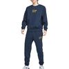 Nike Club FW24 Fleece Lined Crew Neck Pullover Soft Long Sleeved Sweatshirt Men's Obsidian Color/University Gold HJ2158-451