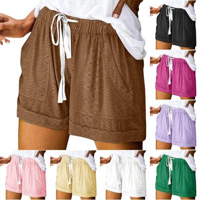 Women's Casual  Summer Elastic Beach Shorts  Solid Casual Shorts