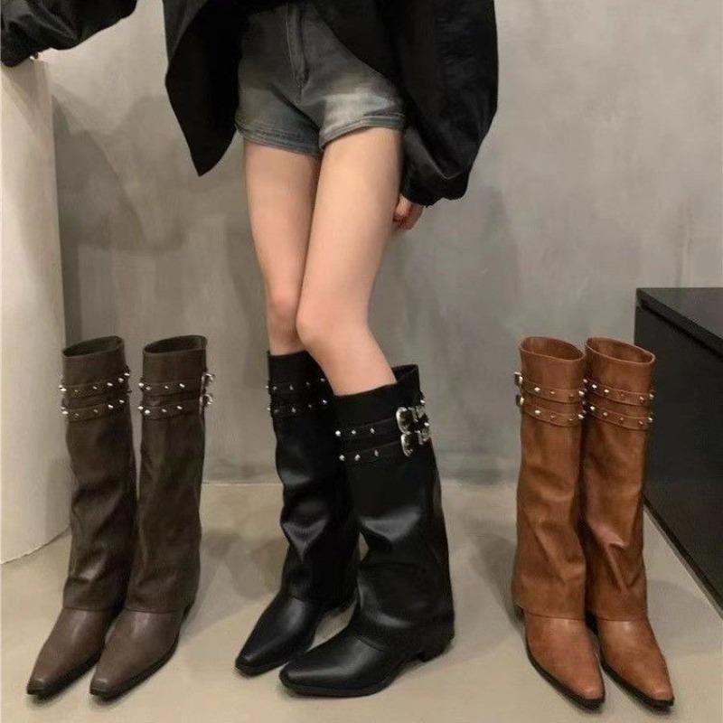 2026 Spring and Autumn Long Style Sexy Black Khaki Brown Women's Boots in Stock