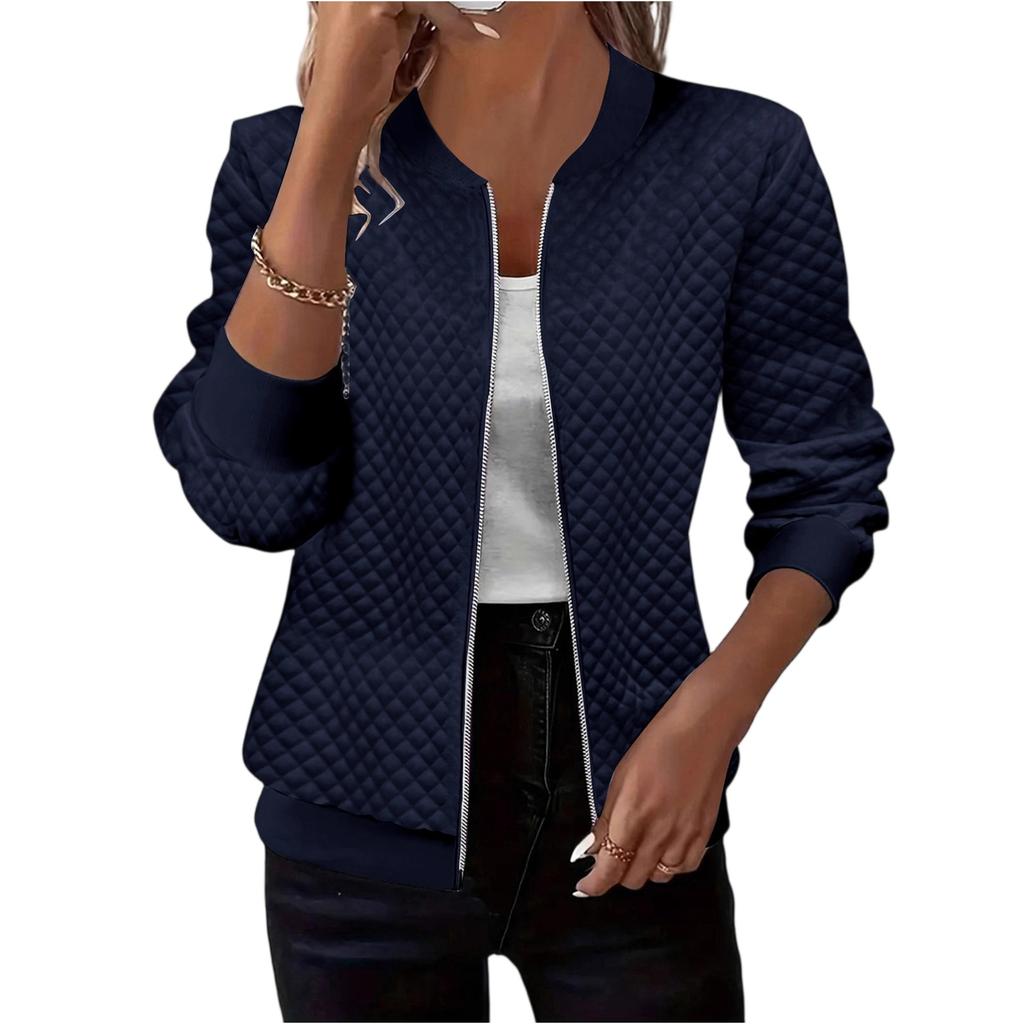 Women's Casual And Fashionable -color Long-sleeved Zippered Jacket