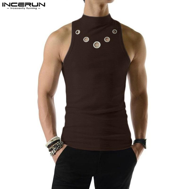 INCERUN Summer Men Sleeveless Tank Casual Hollow Out Tops