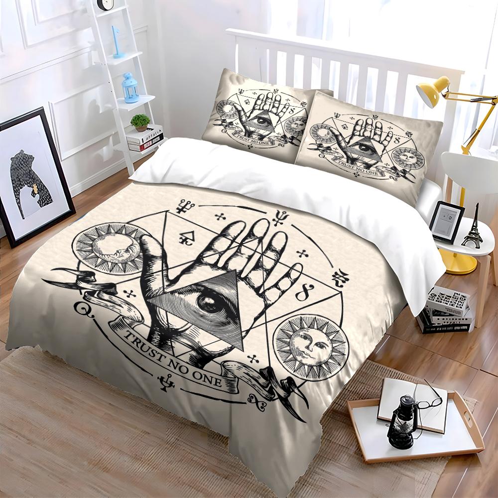 Mystical Symbols Hand Design Bedding Set Bedding set (1 duvet cover, 2 pillowcases, duvet not included)