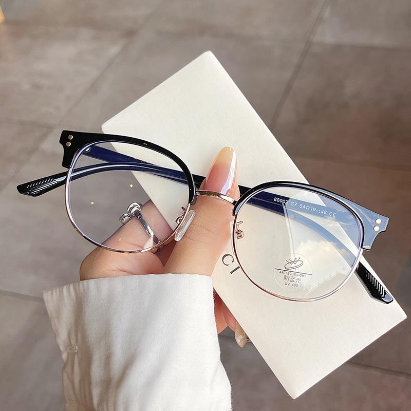 Vintage Retro Style Male Glasses Semi-Rimless Blue Light Blocking Glasses For Women High Quality Women'S Glass