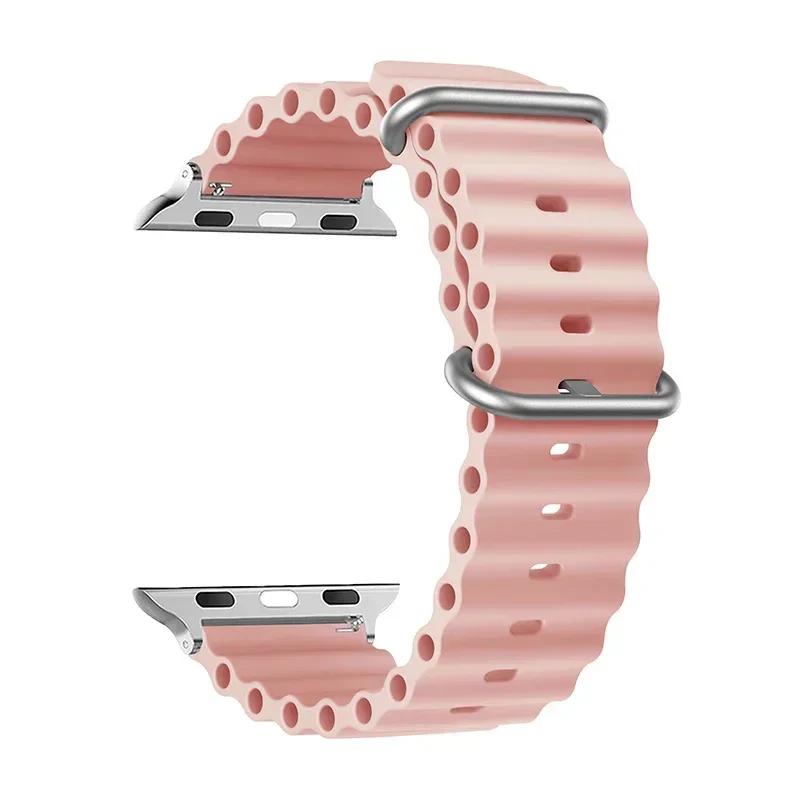 Silicone Ocean Strap For Apple Watch Band Ultra3/2 49mm Correas iWatch Series11 10 9 8 7 SE3 6 46 40 44mm 41 45 42mm 38mm Bands