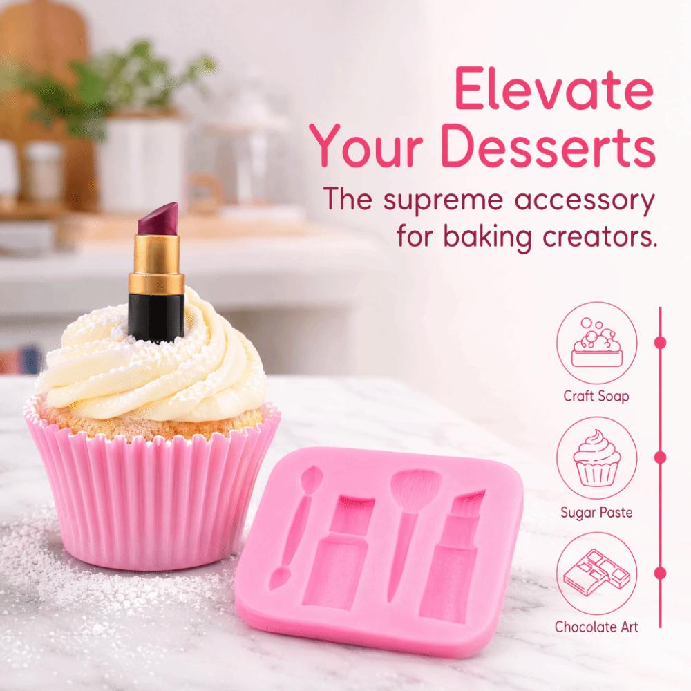2PCS Lipstick Shape Baking Chocolate Mold Silicone DIY Cake Decorating Mold Candy Making