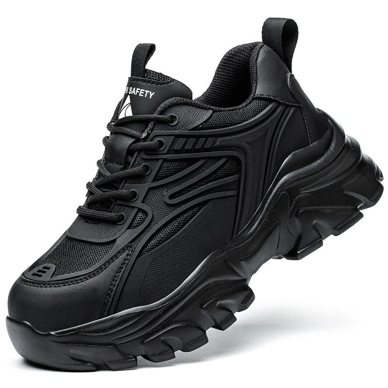Fashion Anti-slip Work Shoes Women Steel Toe Sneakers Breathable Safety Shoes Indestructible Shoes Security Boots Black Protective Shoe
