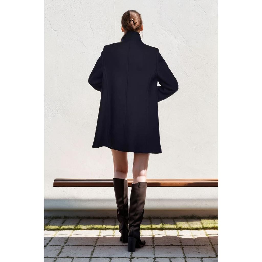Women's Coats - Fall Winter Women's Mid-length Wool Coat Slim Fit Stand Collar Fashion Elegant Women Outerwear