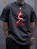Unisex Black Crew Neck Tee Skateboard Character Print Loose Oversized Short Sleeve Unisexs Streetwear Summer Casual Basic Top