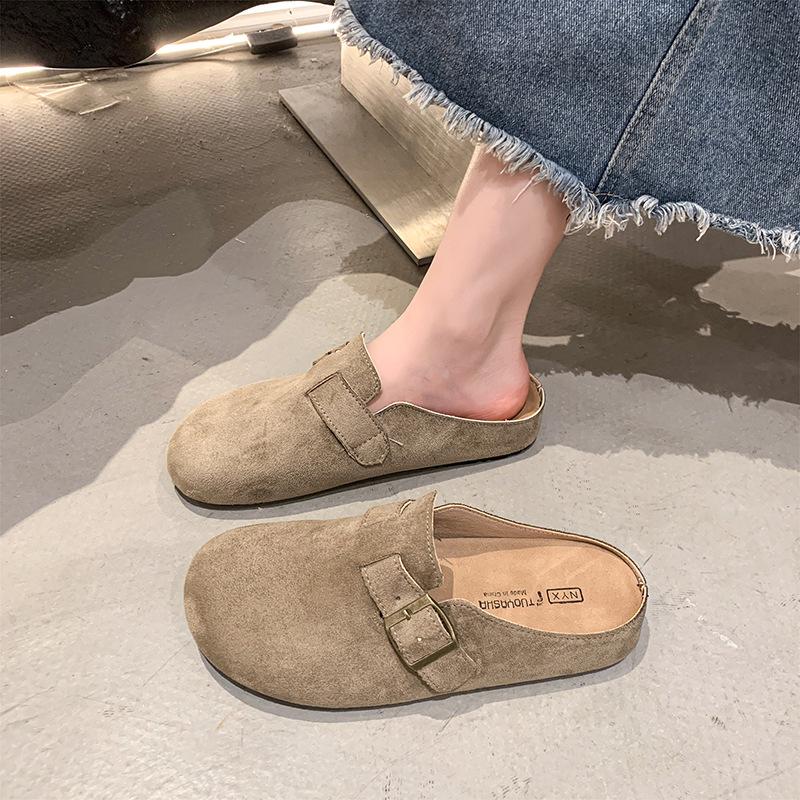 Inner Heightening Bag Head Half Drag Women's Summer New Retro Outer Wear Boken Half Tray Shoes One Pedal Lazy Sandals