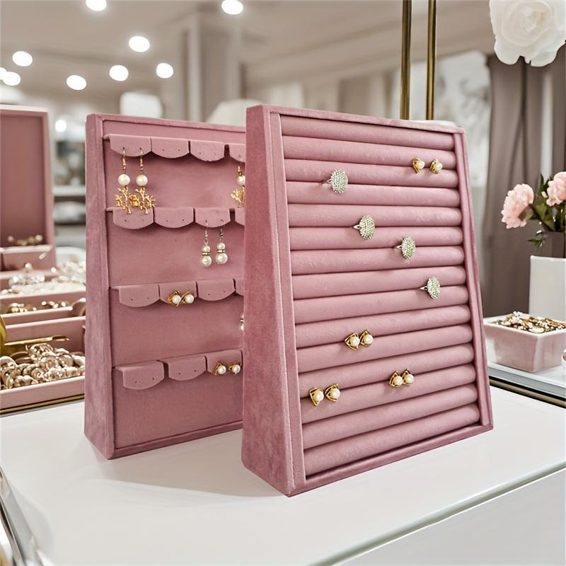PGY Pink Velvet Jewelry Display Props Stand Elegant Ring & Earring Organizer Soft Fabric Lining Jewelry Bracelet Display Rack