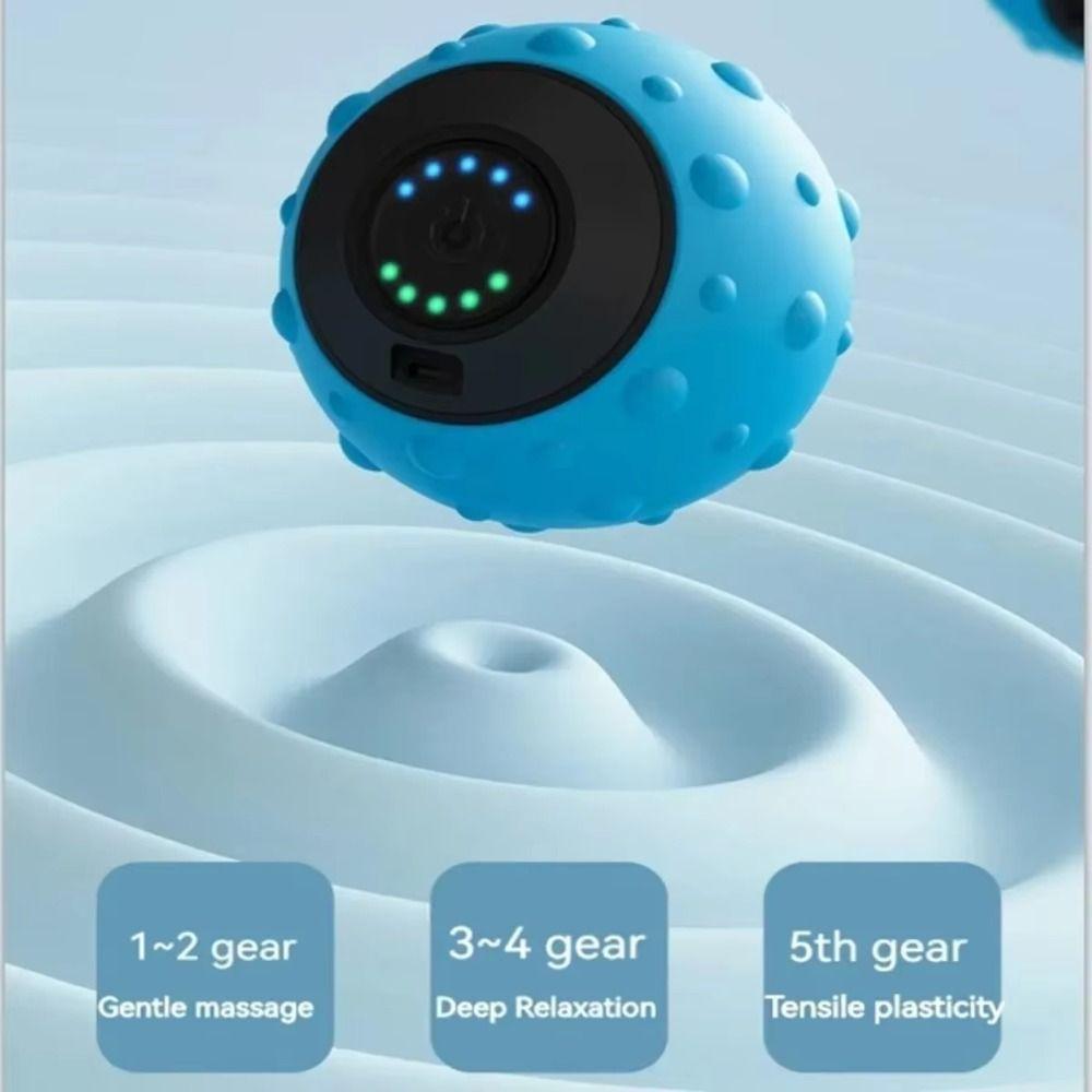 Portable 5 Gears Vibration Massage Ball Muscle Relaxation Silicone Soothing Device Rechargeable Electric Yoga Ball Relaxation