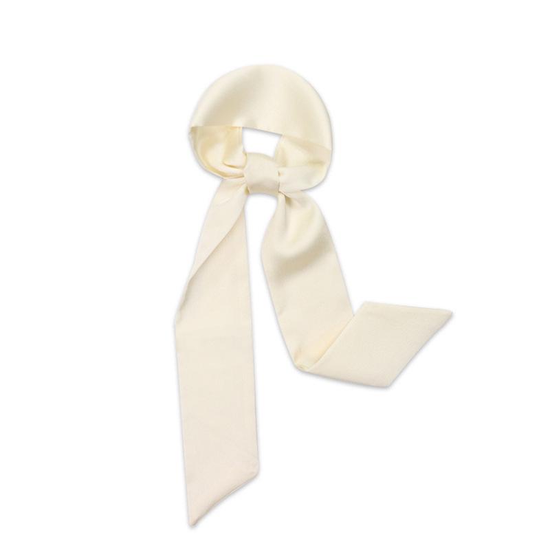 Women's Solid Silk Ribbon Scarf: Thin, Long, Narrow Neck Tie & Shirt Accessory