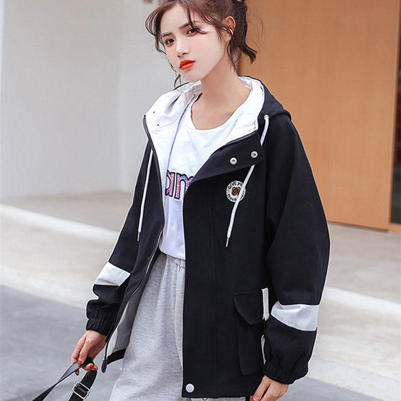 

Весенне-осенняя свободная универсальная рубашка на молнии с капюшоном, темпераментная куртка в западном стиле, женская куртка S