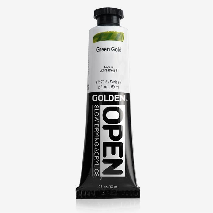Peinture Acrylique - GOLDEN - Open 60ml - Couleur Green Gold Vii - Professionnel - Mixte