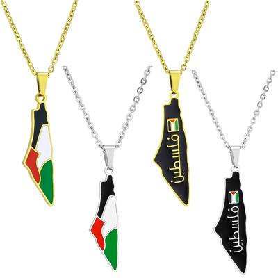 Einzigartige ISR Karte Anhänger Halskette PLE Verstellbare Kette Halskette Edelstahl Material Geeignet für Modische Outfits