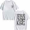 Jesus Is King Shirt Oversized Vintage Christian Tee Faith Graphic Tshirt High Quality Cotton Womens Short Sleeve Oneck Tops