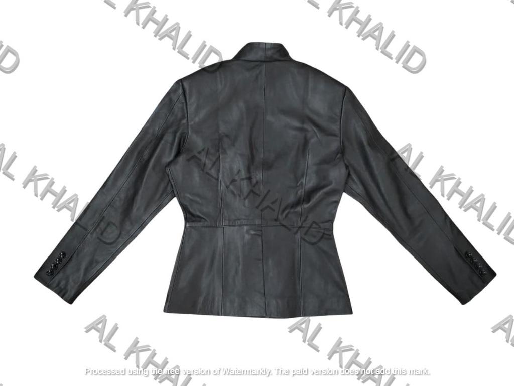 AL KHALID Stylish Button Women Black Classic Real Genuine Lambskin Leather Party Blazer