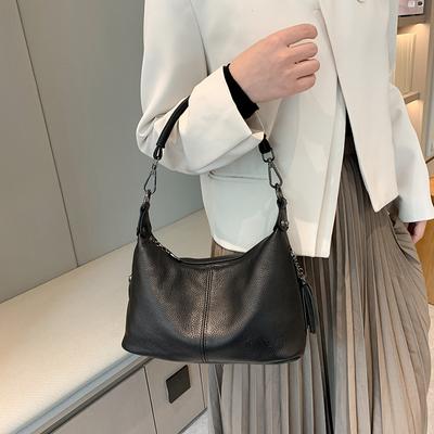 Erste Schicht Rindsleder Damentasche mittleren Alters Fransen Muttertasche aus echtem Leder Mode Schulter Umhängetasche trendige Atmosphäre Handtasche