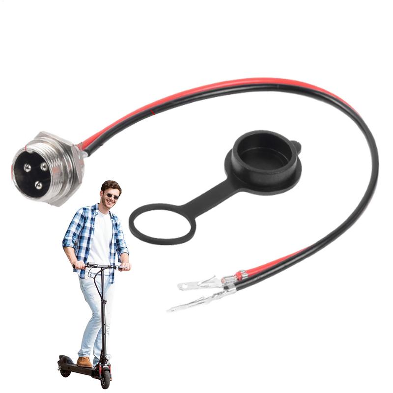 Electric Scooter Charging Port Connector Electric Scooter 3 Pin Charging Port Dustproof and Waterproof Design Charging Port