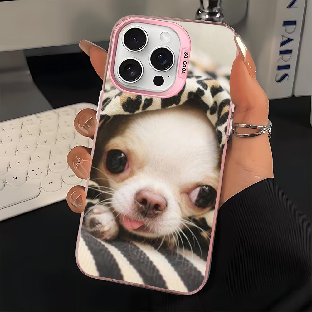 Cute Pet Chihuahua Dog Phone Case For IPhone 16 15 14 13 12 11 Pro Max X XR XSMAX 8 7 Plus Matte Shockproof Back Cover