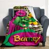 Custom Name Barney Flannel Blanket Throw Blanket Soft Warm Sofa Bed Camping Home Decor Unique Christmas Gift