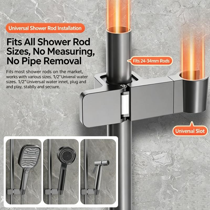 Adjustable ABS Shower Rail Holder Universal Shower Head Holder Lifting Poker Bracket for Bathroom Accessories