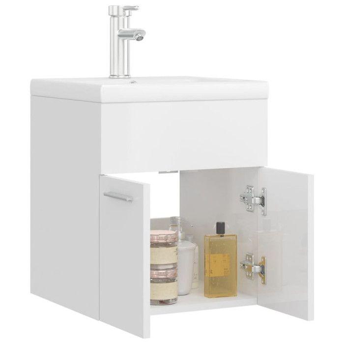 VidaXL Armoire d'Évier Lavabo Intégré, Meuble d'Évier avec Rangement, Armoire de Lavabo de Toilette Salle de Bain, Blanc 3071267