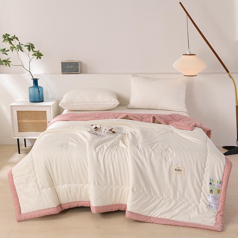 Simple Japanese Solid Color 1Pc Quilt Summer Soft Skin-friendly Air Conditioning Thin Quilt Home Travel Camping Thin Blanket