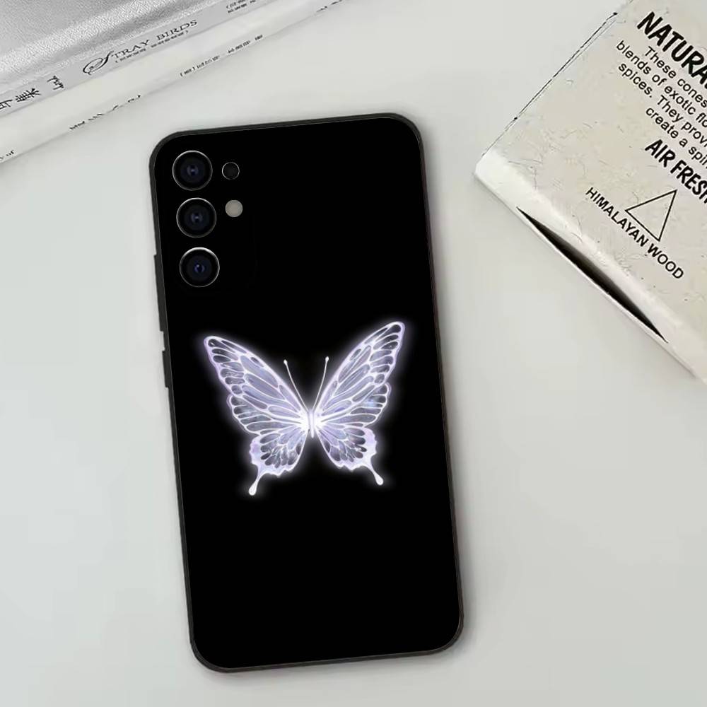 Fluorescent Butterfly   Phone Case For Samsung S25,S24,S21,S22,S23,S30,Ultra,S20,Plus,Fe,Lite,Note,10,Black Cover
