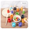 Montessori Color Sorting Cups & People Game: 7 Colors, Beads & Clips for Ages 1-4 Early Education