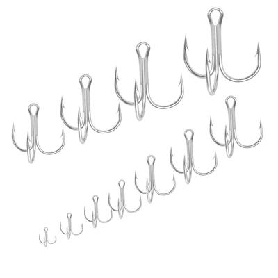 10PCS/Set Ahite Nickel Lure Barbed Hooks Fishhooks Fishing Tackle High Carbon Steel Treble Jig