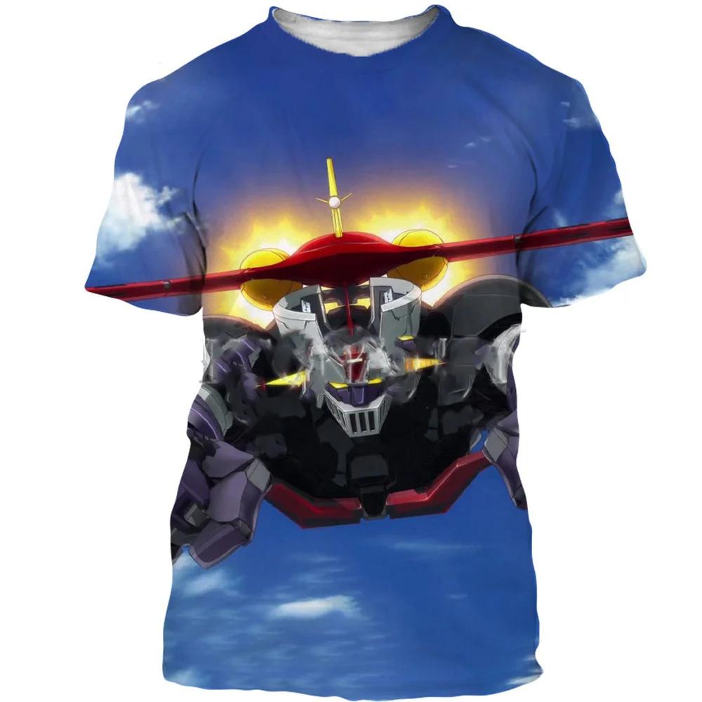 3D Mazinger Z Printed T-shirt Transformers Pattern Men s Short Sleeve Top Fashionable Comfortable Cool Street Wear M