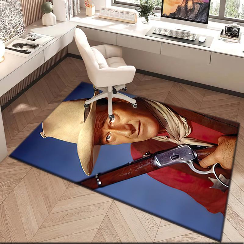 1pc John Wayne with a gun Carpet Rug for Living Room Bedroom Home Sofa Decoration,Kids play Non-slip Floor Mat