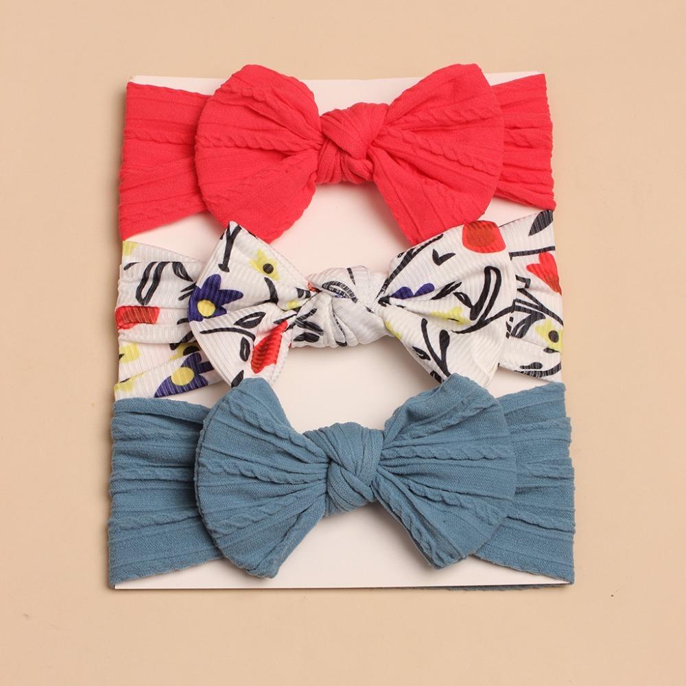 3Pcs/Lot Elastic Bowknot Hair Bands Soft Headwrap Cute Headwear Baby Girls