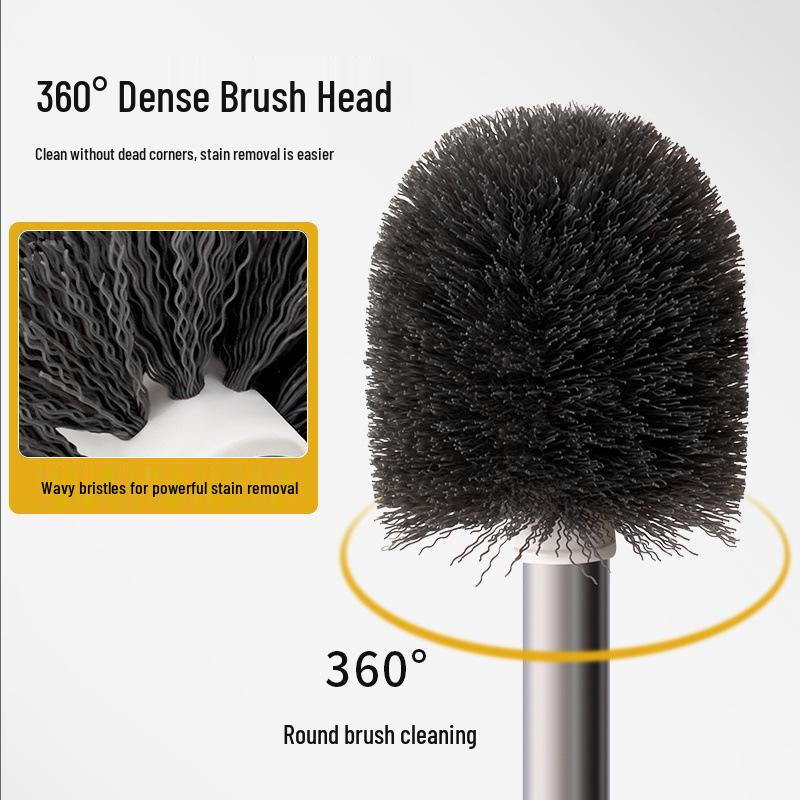 Wall-Mounted Toilet Brush with Long Handle - No Dead Corners, Punch-Free Design for Bathroom Cleaning